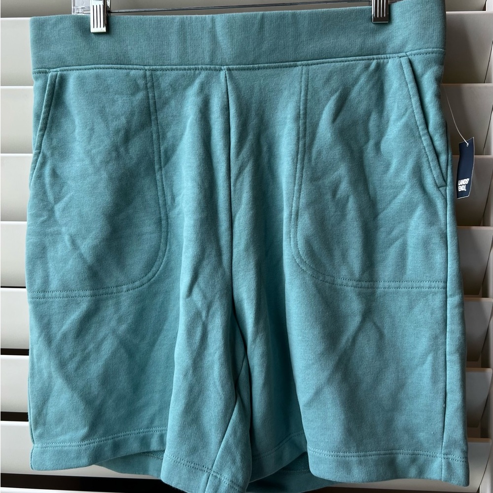 Lands End - Serious Sweats Shorts - NWT - Medium & Large - Teal Shadow